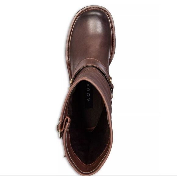 Aqua Women’s Buckled Block Heel Moto Boots, 37 - Picture 13 of 13